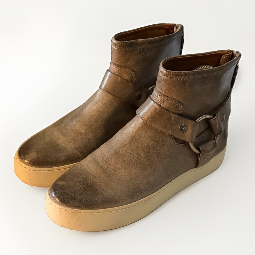 Frye Lena Harness Deco Bootie Sneakers Women's Size 7 M Gray Leather